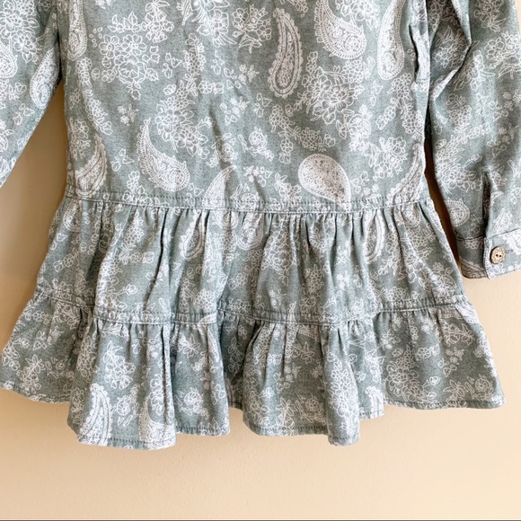 Sage green girls long sleeve dress print paisley floral print size 5 RELISTED - Picture 5 of 8
